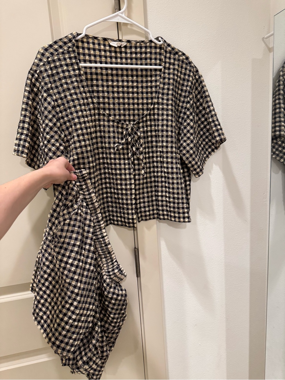 VRG GRL โThe Sea & Iโ Gingham Smock Top and Shorts Set - Colorway: Black/ Beige